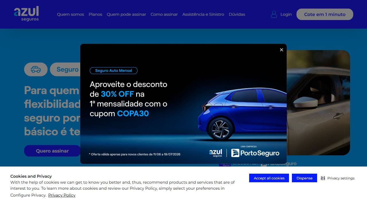 Azul por Assinatura website preview